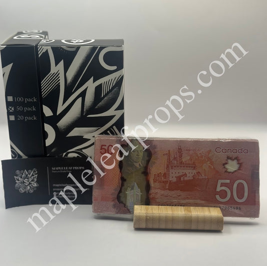 *MAPLE LEAF PROPS* - Canadian Prop Money $50 Bills $5,000 Full Print 1 Stack (100pcs)